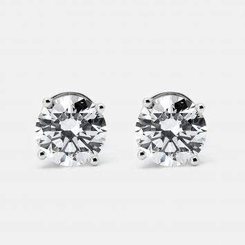 Pre Owned 6.00 cts Round Brilliant Cut 18k White Gold Lab Grown Diamonds Solitaire Stud Earrings