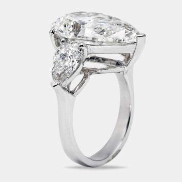 Pre Owned 12.00 cts Pear Brilliant Cut Lab Grown Diamond 18k White Gold Ring Size 53