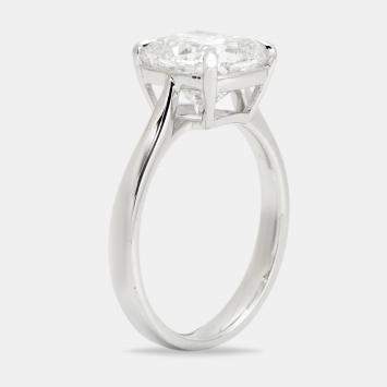 Pre Owned 3.00 cts Cushion Brilliant Lab Grown Diamond 18k White Gold Ring Size 52
