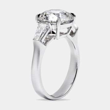 3.75 cts Round and Tapper Lab Grown Diamond 18k White Gold Size 52