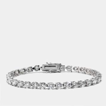 Pre Owned 8.02 cts Round Brilliant Cut Lab Grown Diamonds 18k White Gold Tennis Bracelet