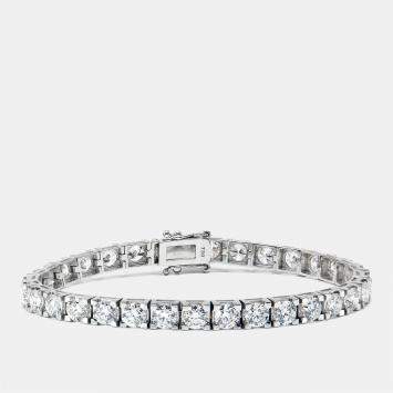 Pre Owned 9.10 cts Round Brilliant Cut Lab Grown Diamonds 18k White Gold Tennis Bracelet