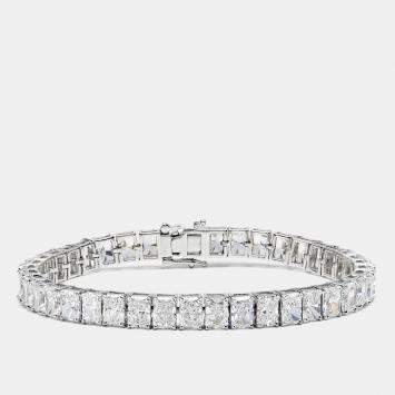 20.51 cts Radiant Cut Lab Grown Diamonds 18k White Gold Tennis Bracelet