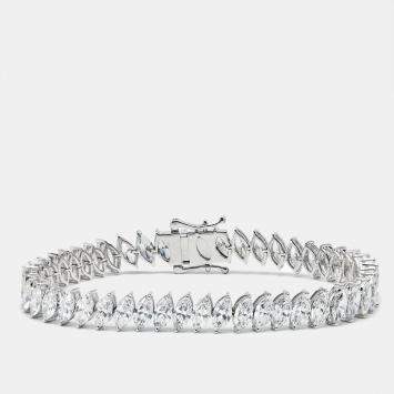 15.31 cts Marquise Brilliant Cut Lab Grown Diamonds 18k White Gold Tennis Bracelet