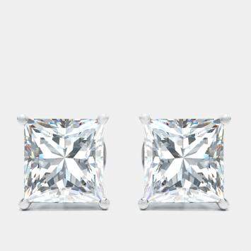 6.00 cts Princess Cut Lab Grown Diamond 18k White Gold Earrings