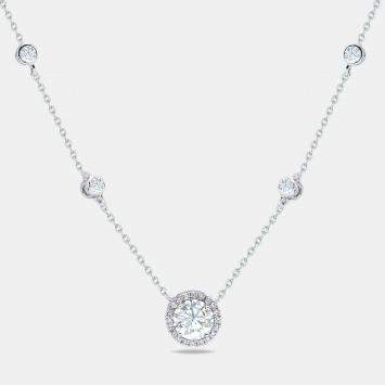 1.80 cts Round Briliant Cut 14k White Gold Necklace