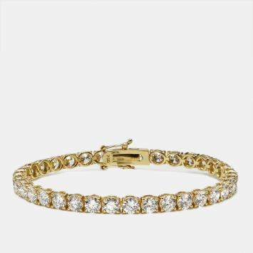 Pre Owned 9.80 cts Round Brilliant Lab Grown Diamonds 18k Yellow Gold Tennis Bracelet