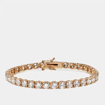 Pre Owned 9.80 cts Round Brilliant Lab Grown Diamonds 18k Rose Gold Tennis Bracelet