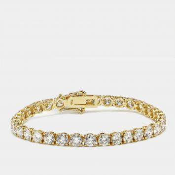 Pre Owned 11 cts Round Brilliant Lab Grown Diamonds 18k Yellow Gold Tennis Bracelet