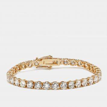 Pre Owned 11 cts Round Brilliant Lab Grown Diamonds 18k Rose Gold Tennis Bracelet