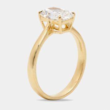 Pre Owned 1.50 cts Radiant Brilliant Cut 18k Yellow Gold Lab Grown Diamonds Ring Size 51