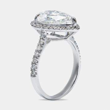 4.50 cts Pear Round 18k White Gold Lab Grown Diamonds Ring Size 51