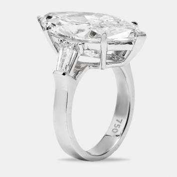 11.00 cts Marquise and Tapper Lab Grown Diamond 18k White Gold Ring Size 53
