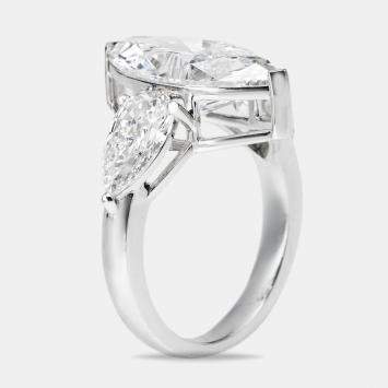 Pre Owned 7.10 cts Marquise and Pear Lab Grown Diamond 18k White Gold Ring Size 53