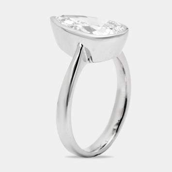 Pre Owned 3.00 cts Pear Brilliant Cut Lab Grown Diamond 18k White Gold Ring Size 53