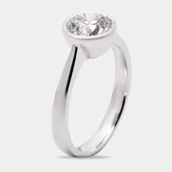 Pre Owned 1.30 cts Round Brilliant Cut Lab Grown Diamond 18k White Gold Ring Size 53