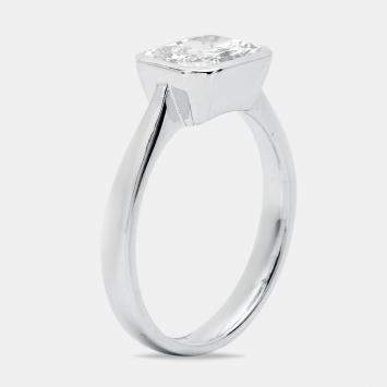 مملوكة مسبقًا 1.50 cts Radiant Cut Lab Grown Diamond 18k White Gold Ring Size 54