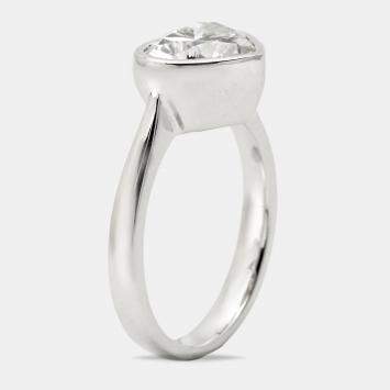 Pre Owned 2.00 cts Heart Brilliant Cut Lab Grown Diamond 18k White Gold Ring Size 54