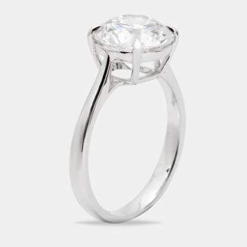 Pre Owned 3.15 cts Round Brilliant Lab Grown Diamond 18k White Gold Ring Size 54