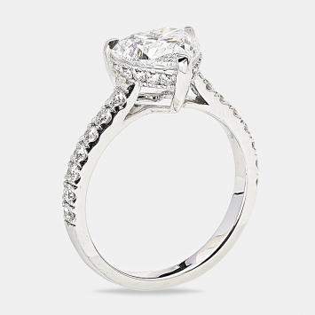 2.50 cts Heart Brilliant Round 18k White Gold Lab Grown Diamonds Ring Size 54