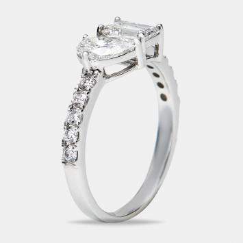 1.30 cts Lab Grown Diamond 18k White Gold Ring Size 51