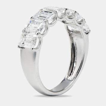 2.95 cts Emerald Cut Lab Grown Diamond 18k White Gold Ring Size 51