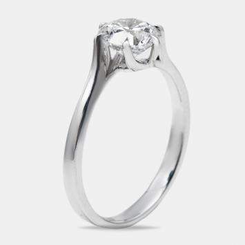 مملوكة مسبقًا 1.00 cts Round Brilliant Lab Grown Diamond 18k White Gold Ring Size 53