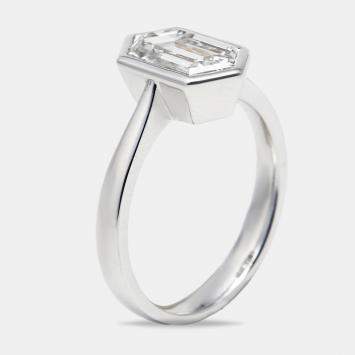 2.05 cts Hexagon Cut Lab Grown Diamond 18k White Gold Ring Size 53
