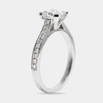 2.40 cts Princess and Round Lab Grown Diamond 18k White Gold Ring Size 54