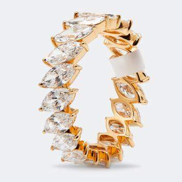 Pre Owned 3.80 cts Marquise Brilliant Lab Grown Diamond 18k Rose Gold Eternity Band Ring Size 53
