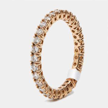 Pre Owned 1.00 cts Round Brilliant Lab Grown Diamond 18k Rose Gold Eternity Band Ring Size 53