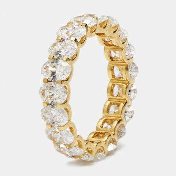 4.80 cts Oval Brilliant Lab Grown Diamond 18k Yellow Gold Eternity Band Ring Size 52