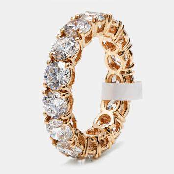 Pre Owned 6 cts Round Brilliant Lab Grown Diamonds 18k Rose Gold Eternity Band Ring Size 54