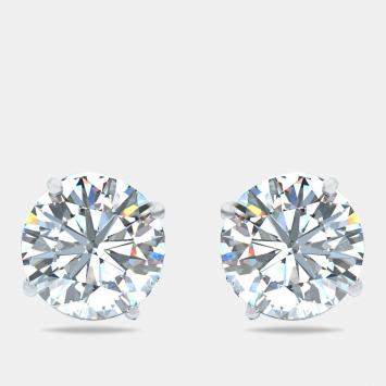 8.00 cts Round Brilliant 18k White Gold Solitaire Earrings