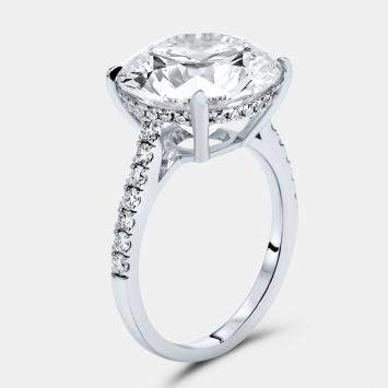 Pre Owned 8.47 cts Round Brilliant Lab Grown Diamond 18k White Gold Ring Size 51