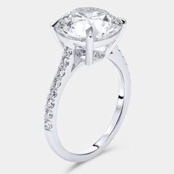Pre Owned 5.3 cts Round Lab Grown Diamond 18k White Gold Ring Size 51