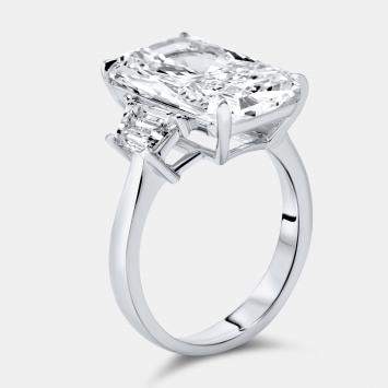 Pre Owned 8 cts Radiant and Trapezoid Lab Grown Diamonds 18k White Gold Ring Size 52