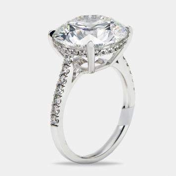 8.47 cts Round Brilliant Lab Grown Diamond 18k White Gold Ring Size 53