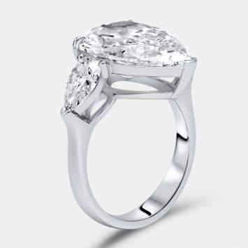 Pre Owned 7.7 cts Pear Brilliant Lab Grown Diamond 18k White Gold Ring Size 53