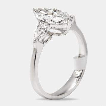 1.9 cts Marquise and Pear Lab Grown Diamonds 18k White Gold Ring Size 53