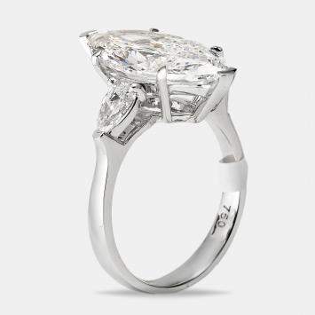 Pre Owned 5.5 cts Marquise and Pear Lab Grown Diamonds 18k White Gold Ring Size 53