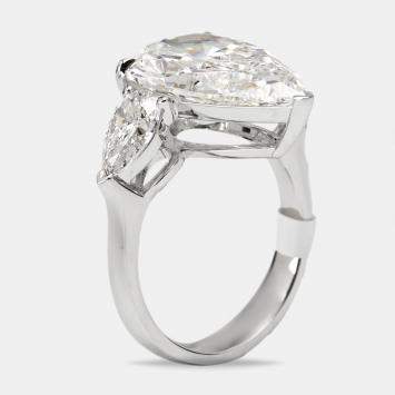 7.7 cts Pear Brilliant Lab Grown Diamond 18k White Gold Ring Size 54