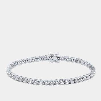 Pre Owned 10.8 cts Round Cut Lab Grown Diamond 14k White Gold Bracelet