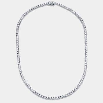 Pre Owned 13.00 cts Round Lab Grown Diamonds 18k White Gold Tennis Necklace