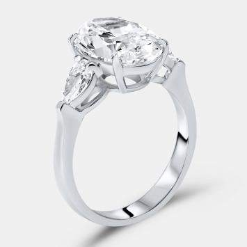 Pre Owned 4.00 cts Oval Brilliant and Pear Lab Grown Diamonds 18k White Gold Ring Size 51