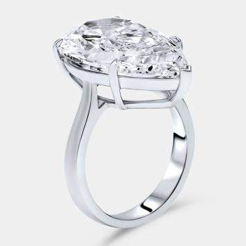 Pre Owned 7.00 cts Pear Brilliant Lab Grown Diamond 18k White Gold Ring Size 52