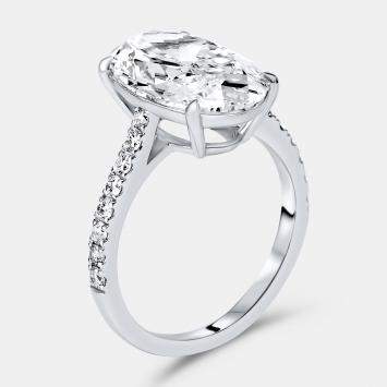 Pre Owned 5.30 cts Oval Brilliant and Round Lab Grown Diamonds 18k White Gold Ring Size 52
