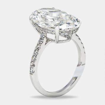 Pre Owned 8.40 cts Oval Brilliant and Round Lab Grown Diamonds 18k White Gold Ring Size 53