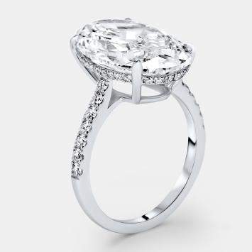Pre Owned 8.40 cts Oval Brilliant and Round Lab Grown Diamonds 18k White Gold Ring Size 53