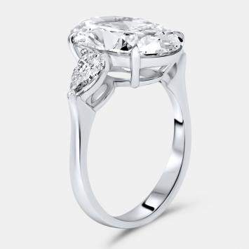 Pre Owned 4.40 cts Oval Brilliant and Pear Lab Grown Diamonds 18k White Gold Ring Size 54